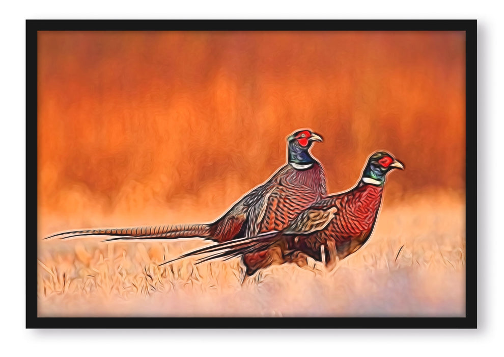 Pixxprint Elegante Fasane, Poster mit Bilderrahmen