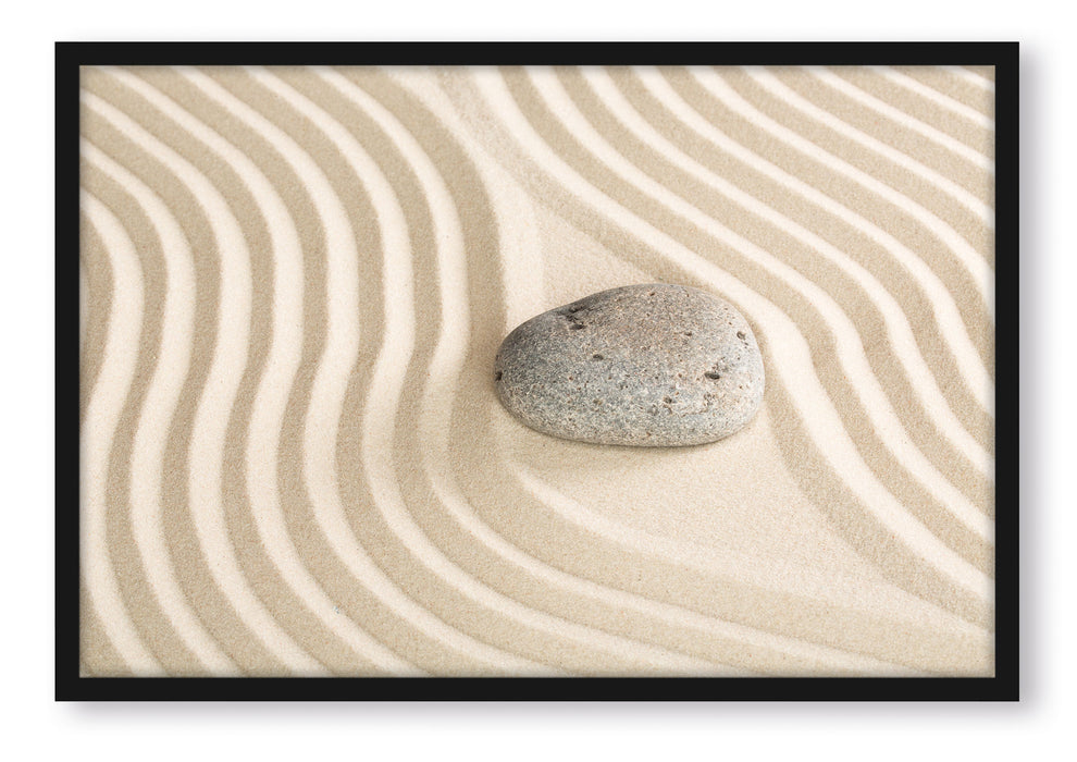 Pixxprint Steine in Sand mit Muster, Poster mit Bilderrahmen