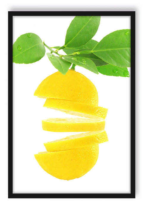 Leckere zerschnittene Zitrone, Poster mit Bilderrahmen