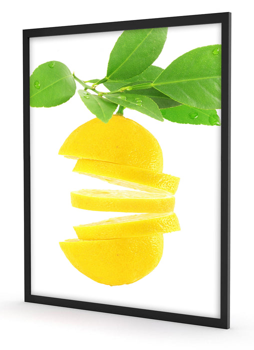 Leckere zerschnittene Zitrone, Poster mit Bilderrahmen