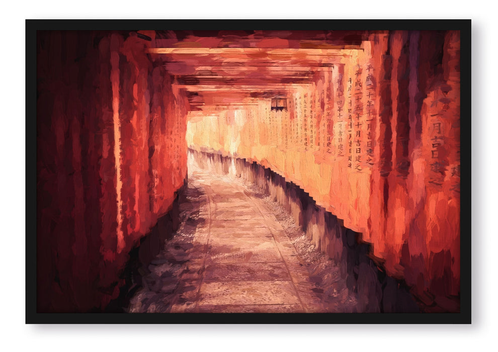 Pixxprint Gebetsgang in Japan, Poster mit Bilderrahmen