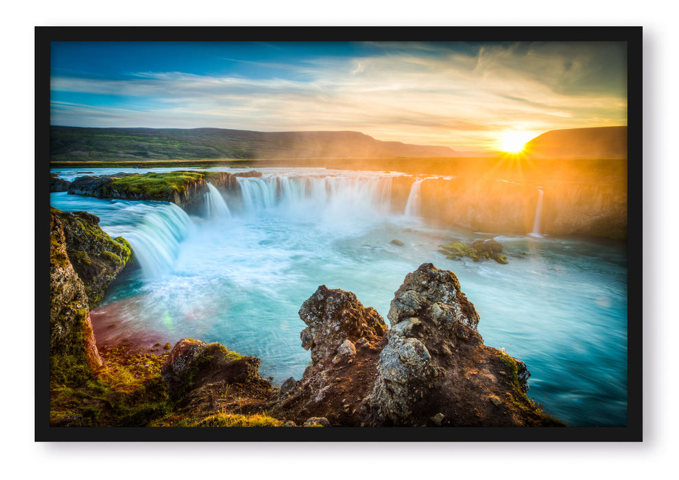 Pixxprint Wasserfall, Poster mit Bilderrahmen