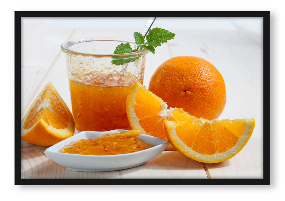 Pixxprint Frische Orangenmarmelade, Poster mit Bilderrahmen