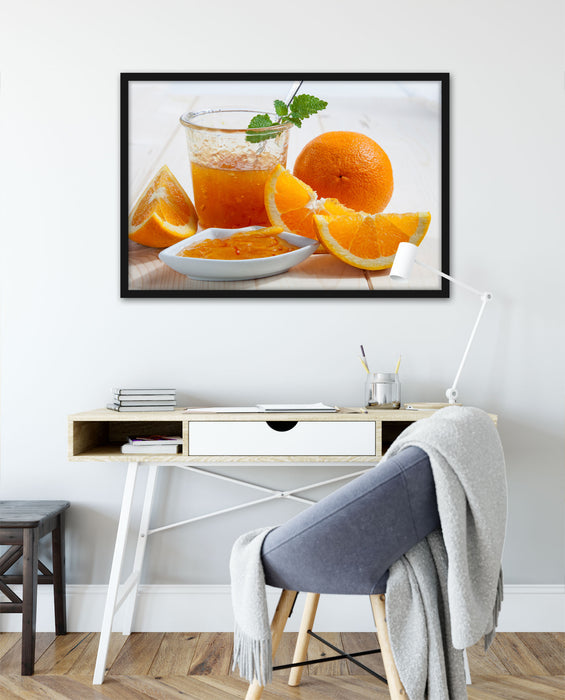 Frische Orangenmarmelade, Poster mit Bilderrahmen