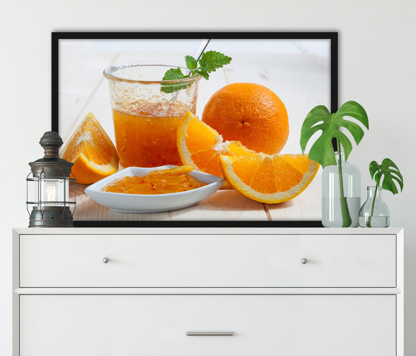 Frische Orangenmarmelade, Poster mit Bilderrahmen