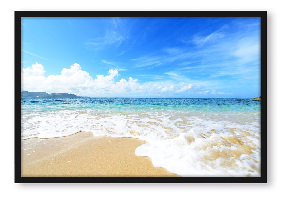 Strand bei Sonnenuntergang, Poster mit Bilderrahmen