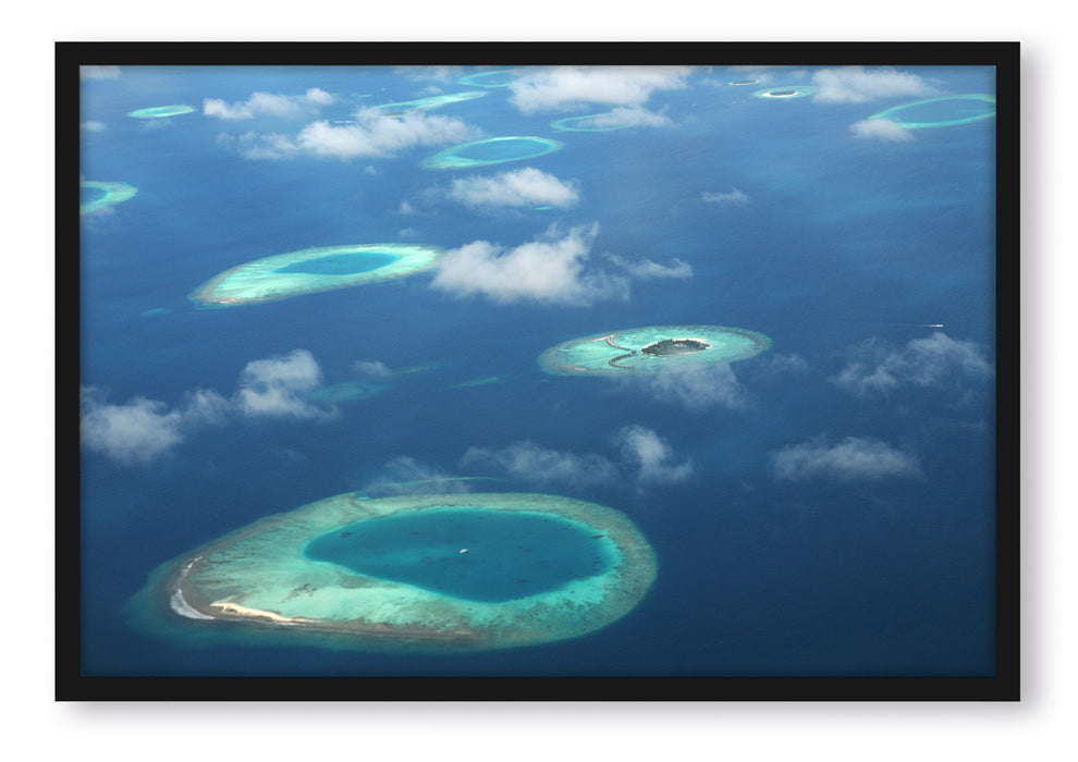 Pixxprint Trauminsel im Meer, Poster mit Bilderrahmen