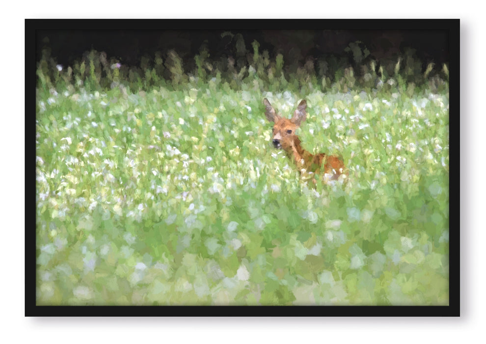 Pixxprint Grüne Wiese, Poster mit Bilderrahmen