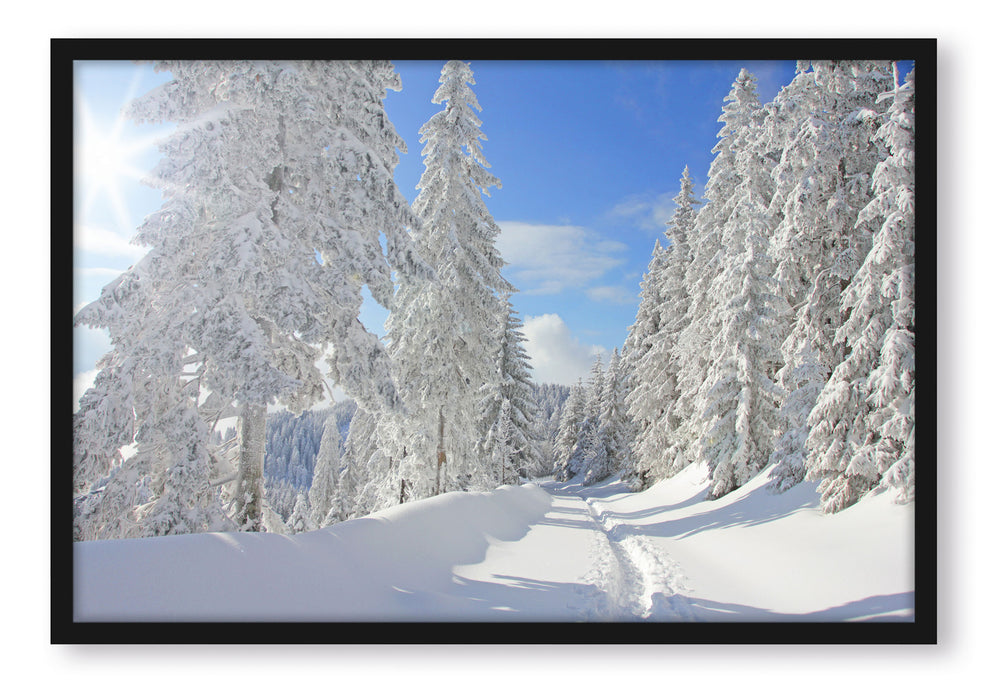 Pixxprint Winterlandschaft Bäume, Poster mit Bilderrahmen