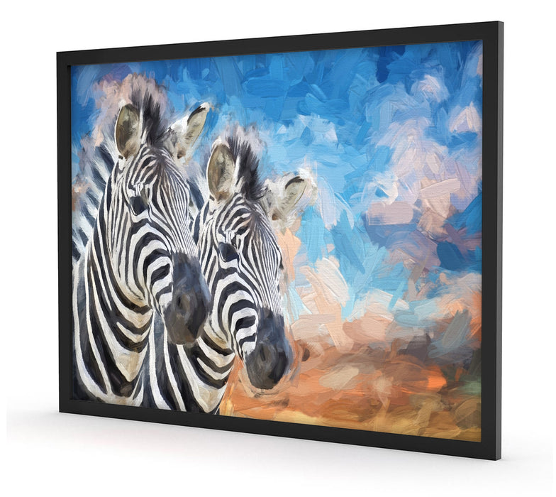 schönes Zebrapaar, Poster mit Bilderrahmen