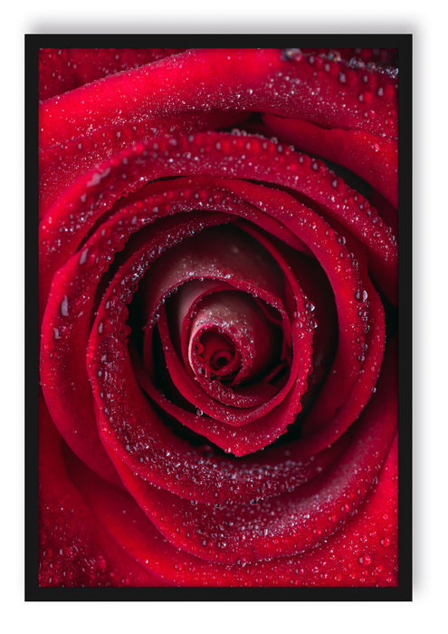 Pixxprint Rosenblüte Nahaufnahme, Poster mit Bilderrahmen