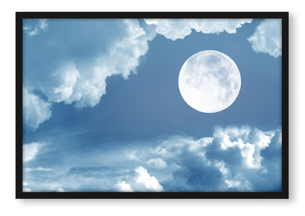 Pixxprint Vollmond, Poster mit Bilderrahmen