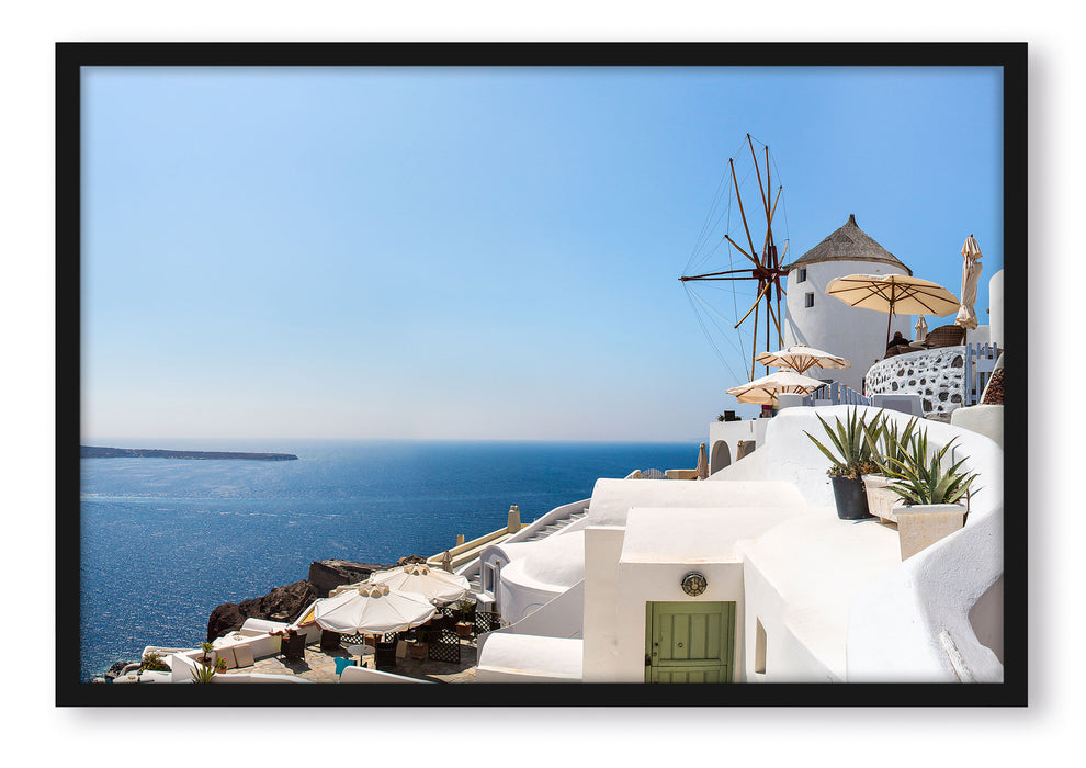 Pixxprint Stadt am Meer, Poster mit Bilderrahmen