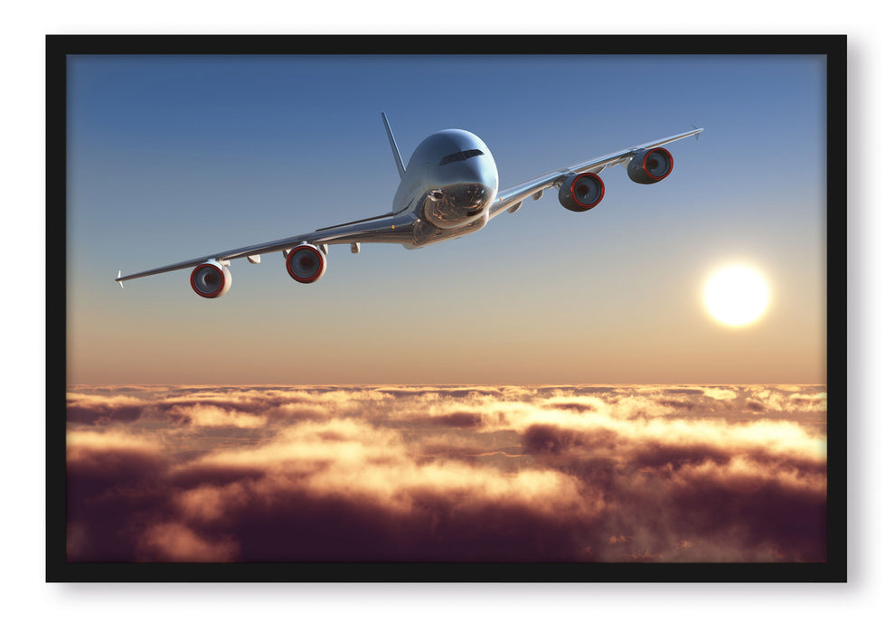Pixxprint Flugzeug, Poster mit Bilderrahmen