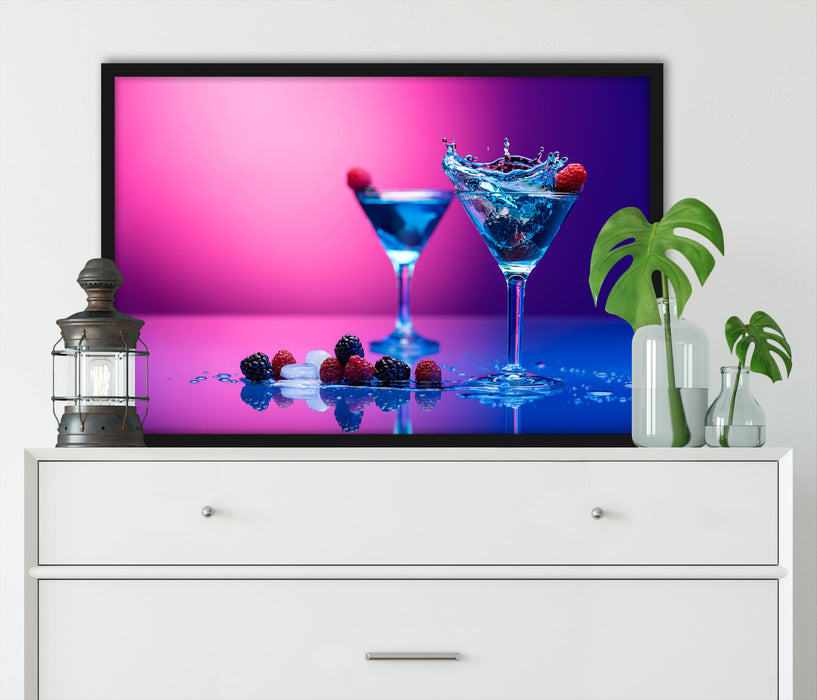 Coole Cocktails, Poster mit Bilderrahmen