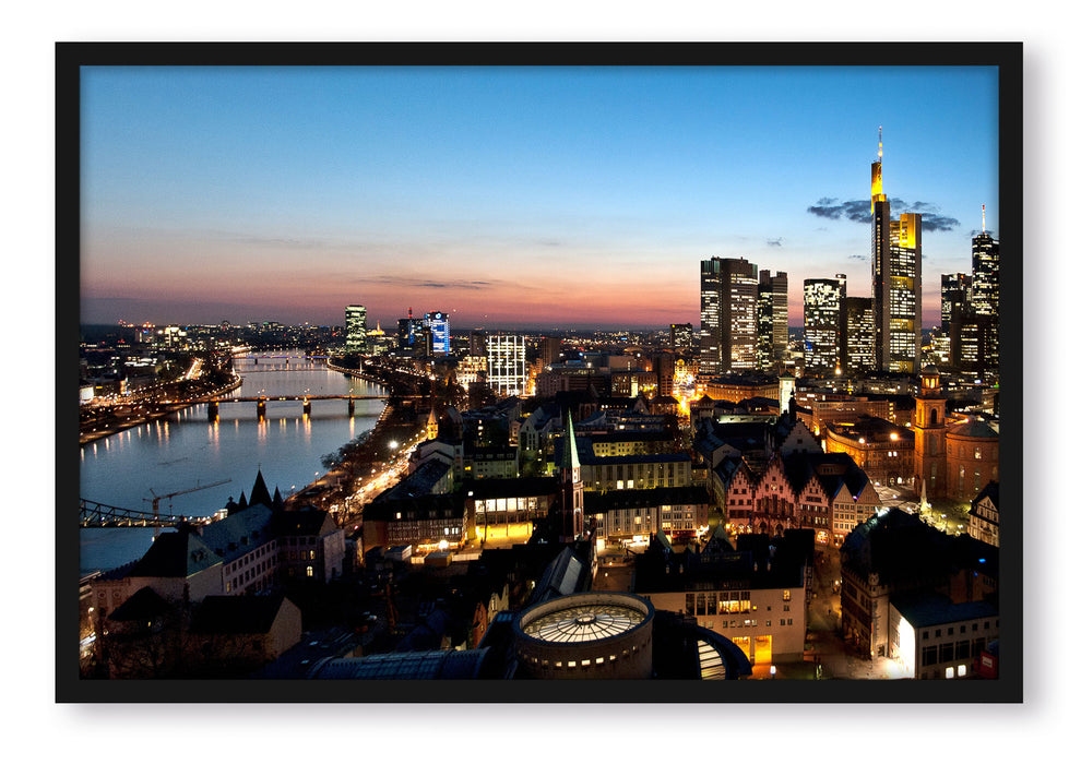 Pixxprint Frankfurt Skyline, Poster mit Bilderrahmen