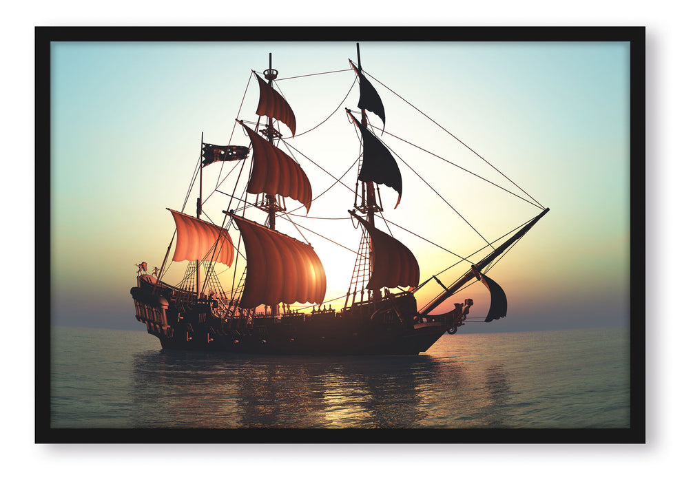 Pixxprint Altes Segelschiff, Poster mit Bilderrahmen