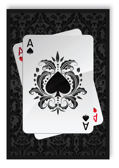 Pixxprint Ass Pik Spielkarte, Poster mit Bilderrahmen