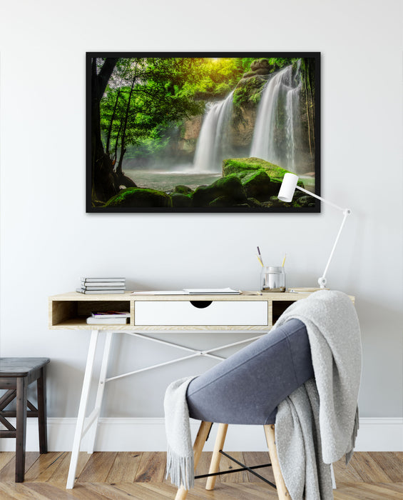 Wasserfall, Poster mit Bilderrahmen