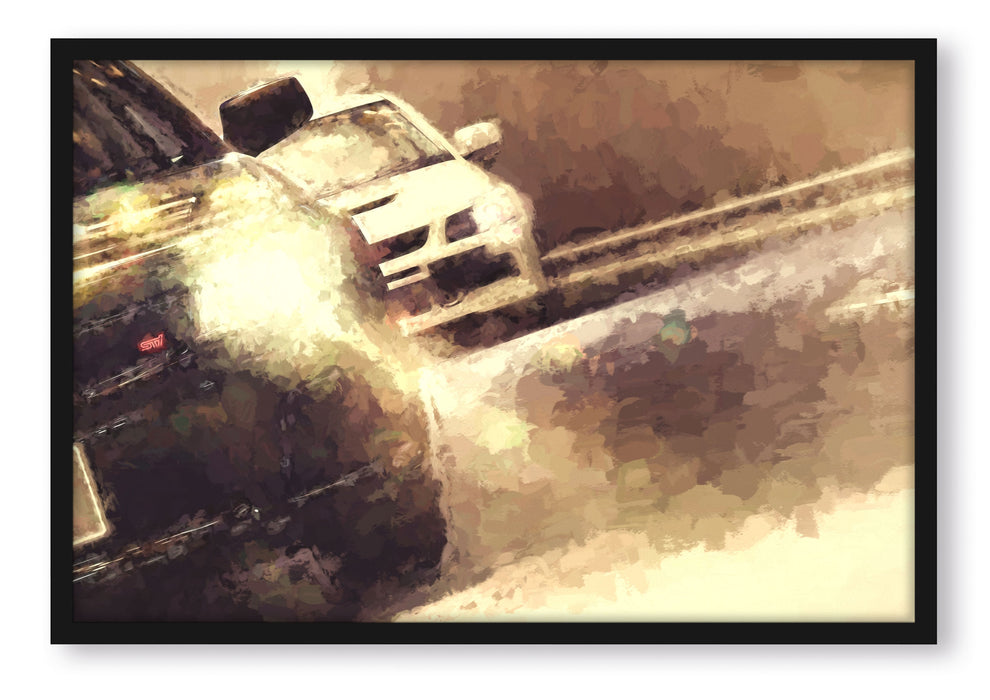 Pixxprint Subaru Impreza STI, Poster mit Bilderrahmen