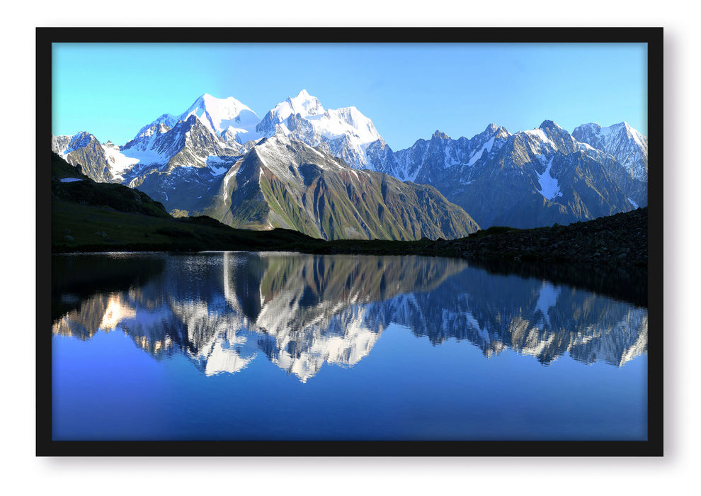 Pixxprint Berge am See, Poster mit Bilderrahmen