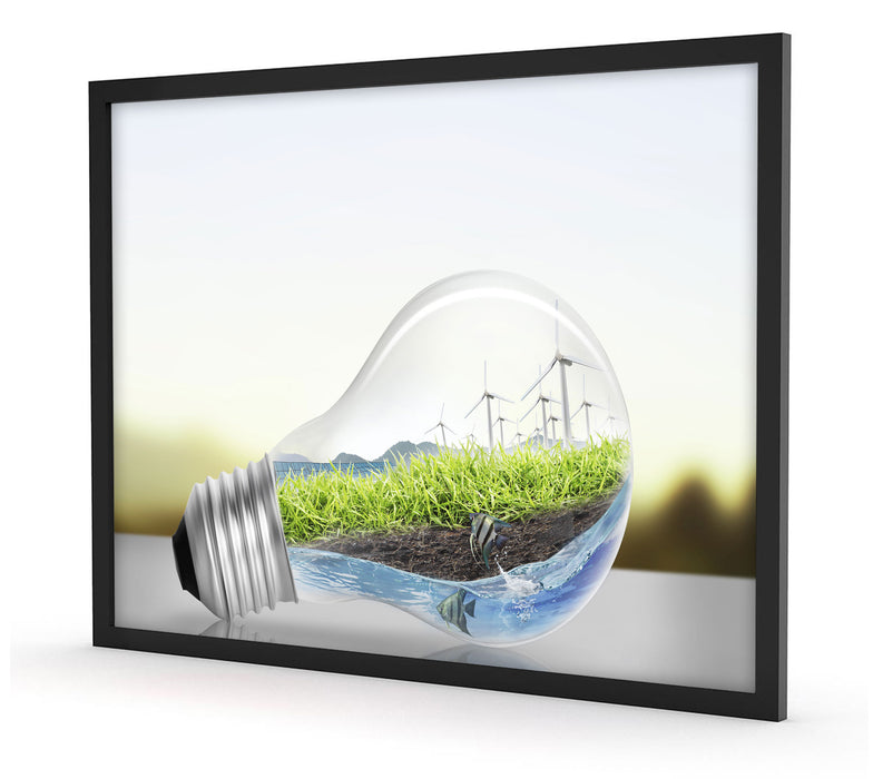 Glühbirne Erneuerbare Energien, Poster mit Bilderrahmen