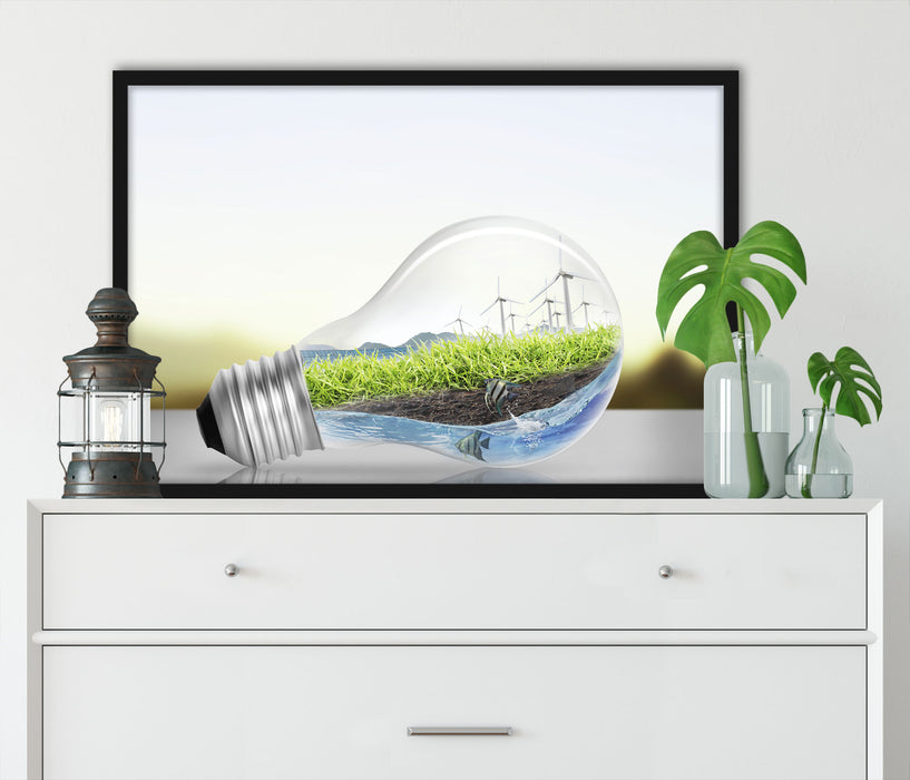 Glühbirne Erneuerbare Energien, Poster mit Bilderrahmen