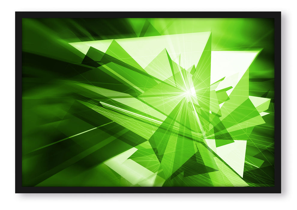 Pixxprint Abstrakt grünes Eis, Poster mit Bilderrahmen