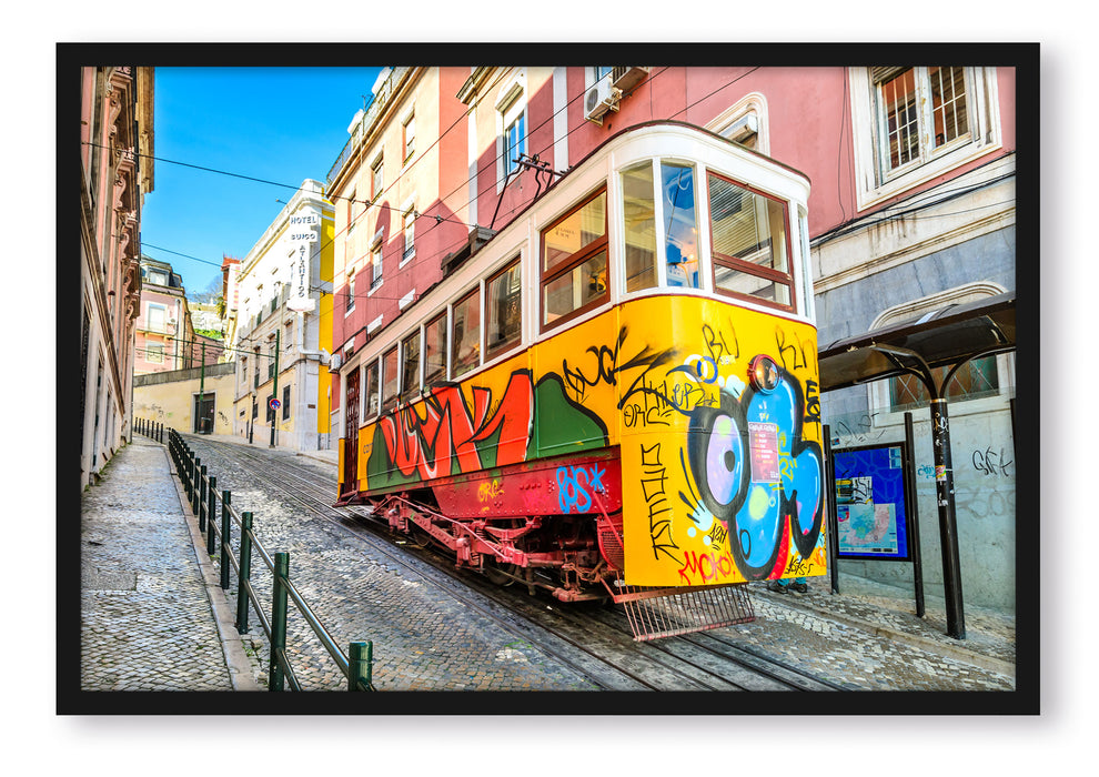 Pixxprint Besprühte S-Bahn, Poster mit Bilderrahmen