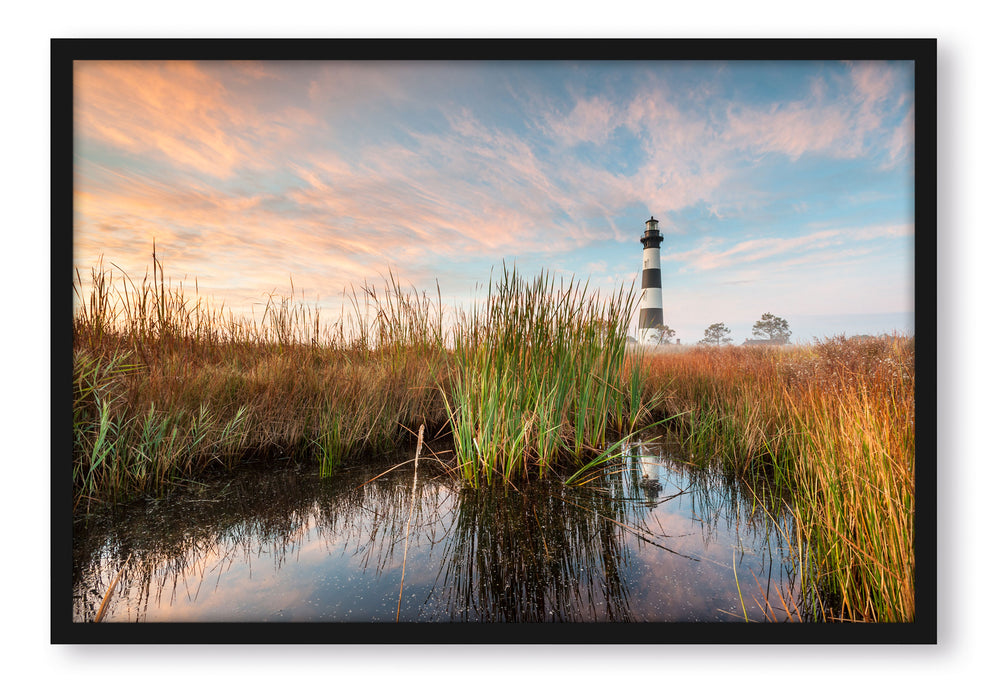 Pixxprint Leuchtturm, Poster mit Bilderrahmen