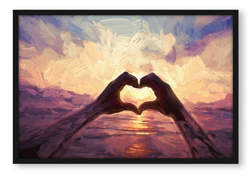 Pixxprint Hände zu einem Herz geformt, Poster mit Bilderrahmen