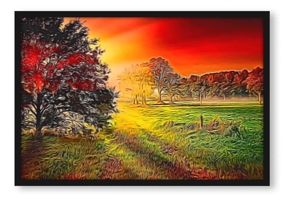 Pixxprint Waldeslichtung, Poster mit Bilderrahmen