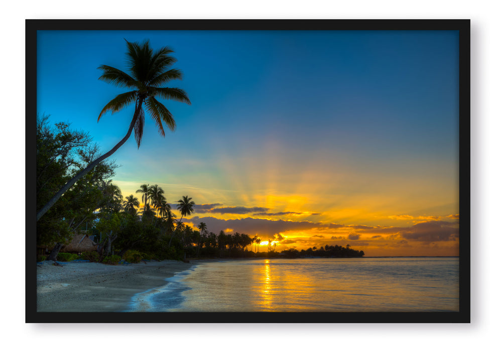 Pixxprint Palmen am Strand, Poster mit Bilderrahmen