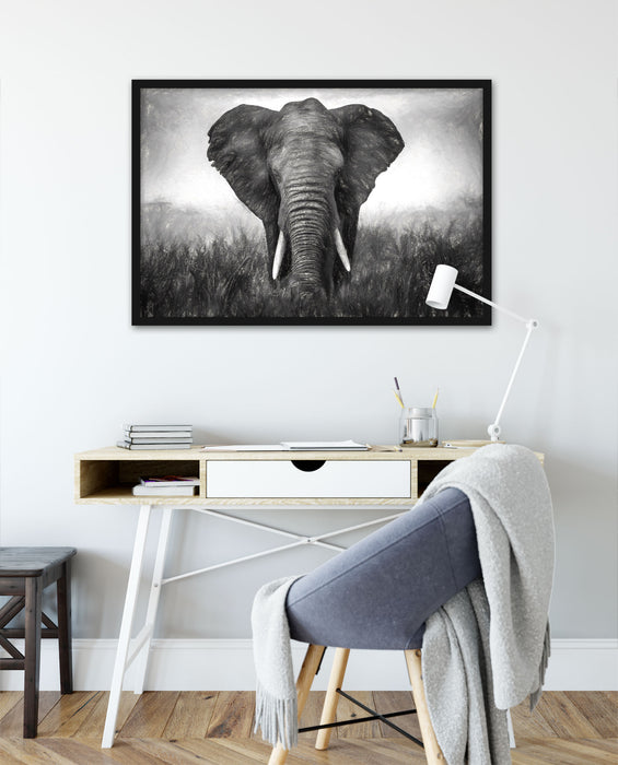 prachtvoller Elefant, Poster mit Bilderrahmen