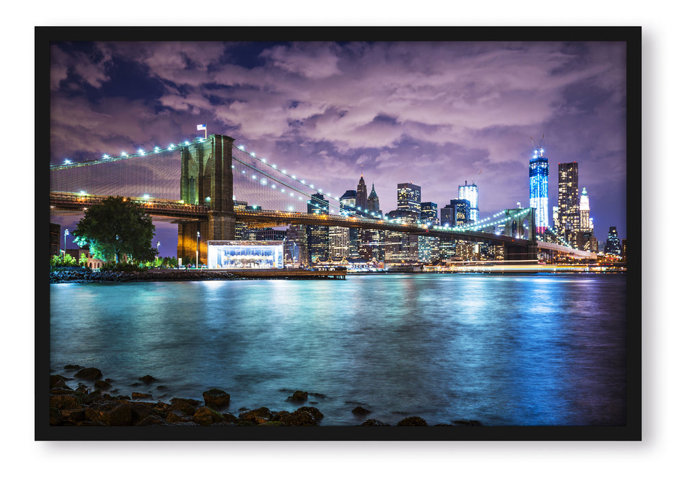 Pixxprint Skyline New York, Poster mit Bilderrahmen