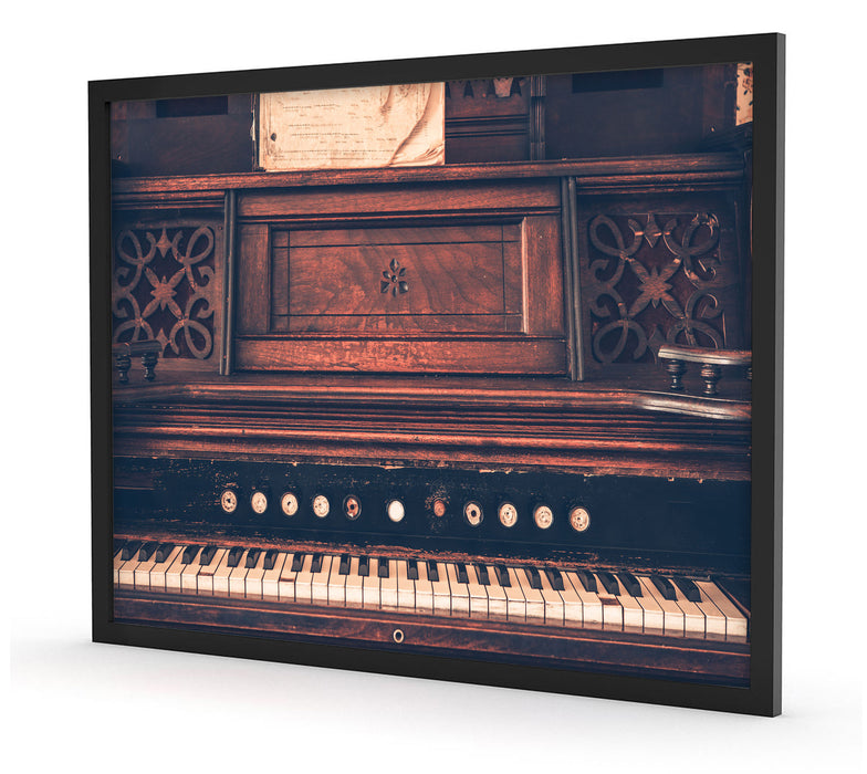 altes Klavier schwarz-Weiß, Poster mit Bilderrahmen