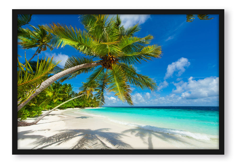 Pixxprint Palmenstrand, Poster mit Bilderrahmen