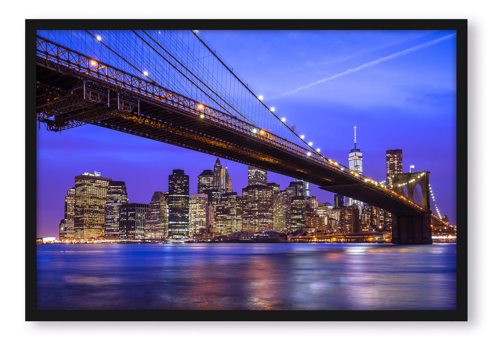 Pixxprint New York Brooklyn Bridge, Poster mit Bilderrahmen