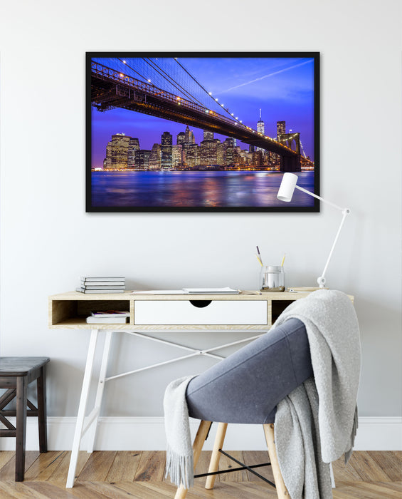 New York Brooklyn Bridge, Poster mit Bilderrahmen