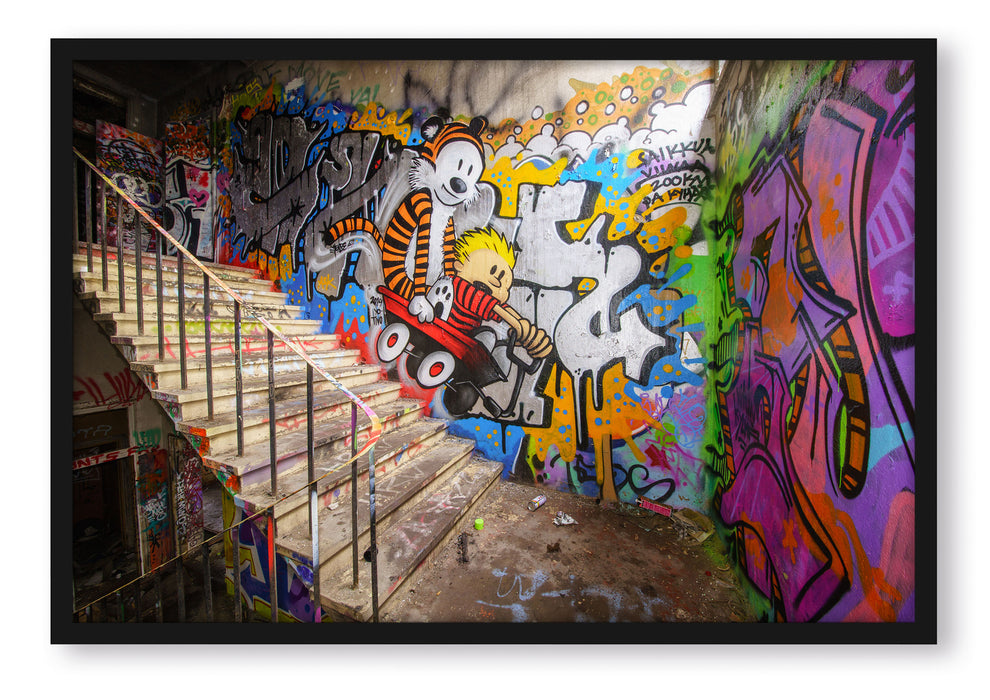 Pixxprint Coloured Streetart Graffiti, Poster mit Bilderrahmen
