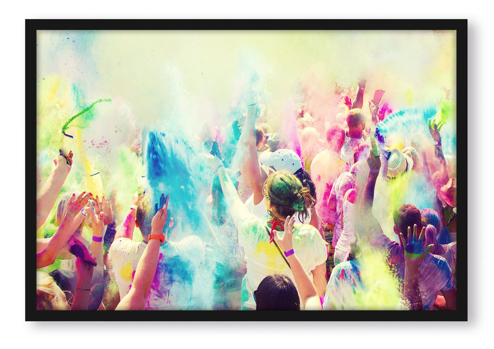 Farben Festival Holi Indien, Poster mit Bilderrahmen