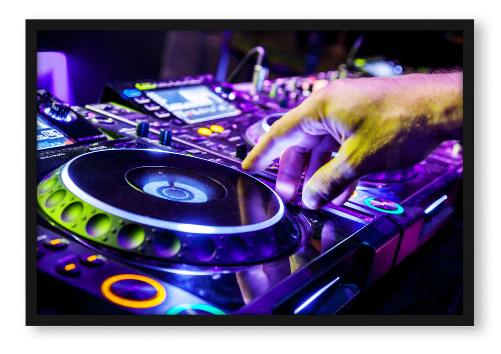 Pixxprint DJ Plattenteller Cool Music, Poster mit Bilderrahmen