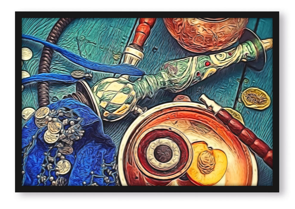 Pixxprint Shisha mit Aprikose, Poster mit Bilderrahmen
