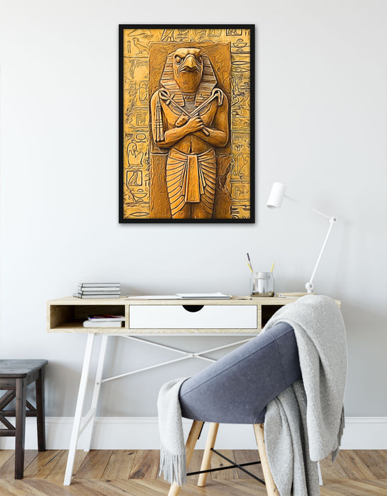 Horus der ägyptische Gott, Poster mit Bilderrahmen