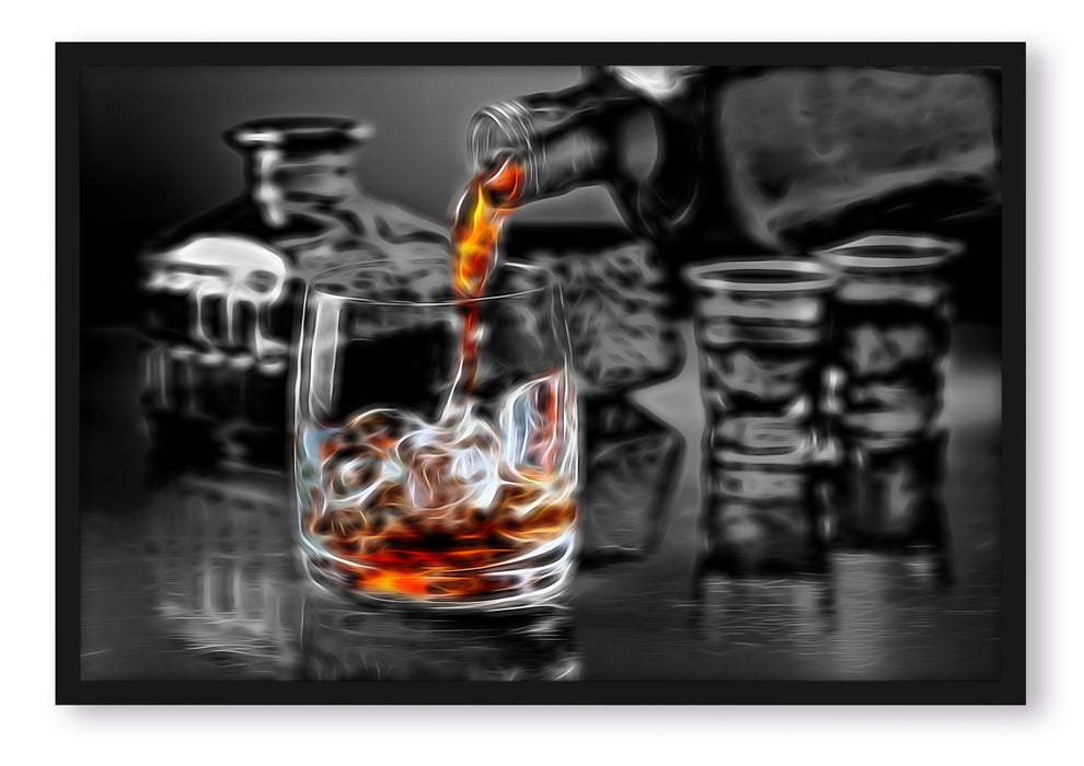 Pixxprint Whiskey im Whiskeyglas, Poster mit Bilderrahmen