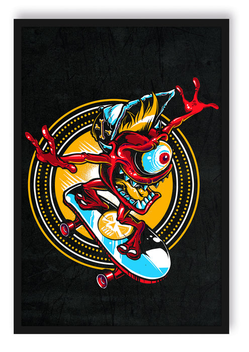 Pixxprint Cali Skate black, Poster mit Bilderrahmen