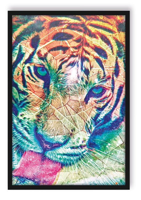 Pixxprint Tigers-vibe black, Poster mit Bilderrahmen