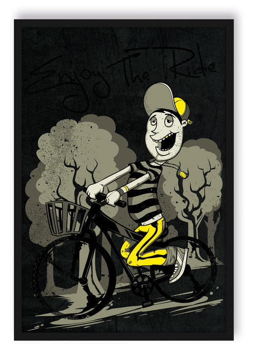 Pixxprint Enjoy the ride black, Poster mit Bilderrahmen