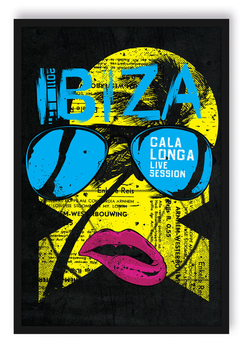 Ibiza black, Poster mit Bilderrahmen