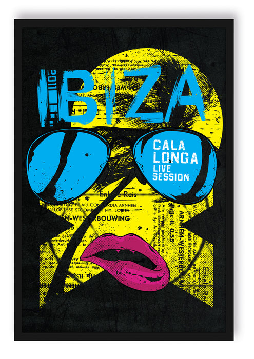 Pixxprint Ibiza black, Poster mit Bilderrahmen